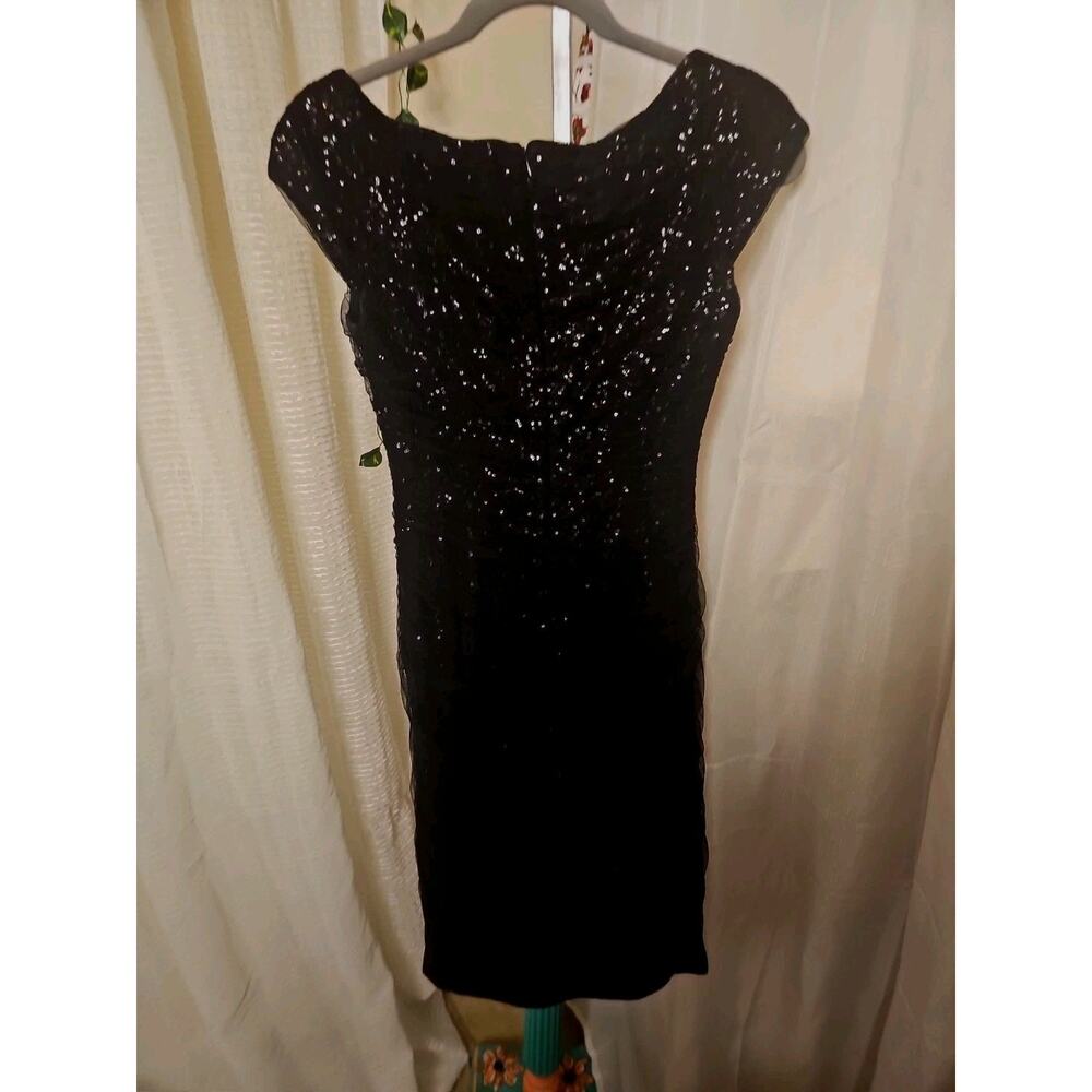 Ralph Lauren Evening Dress Black Sequin Fitted Size 2 - Picture 3 of 11
